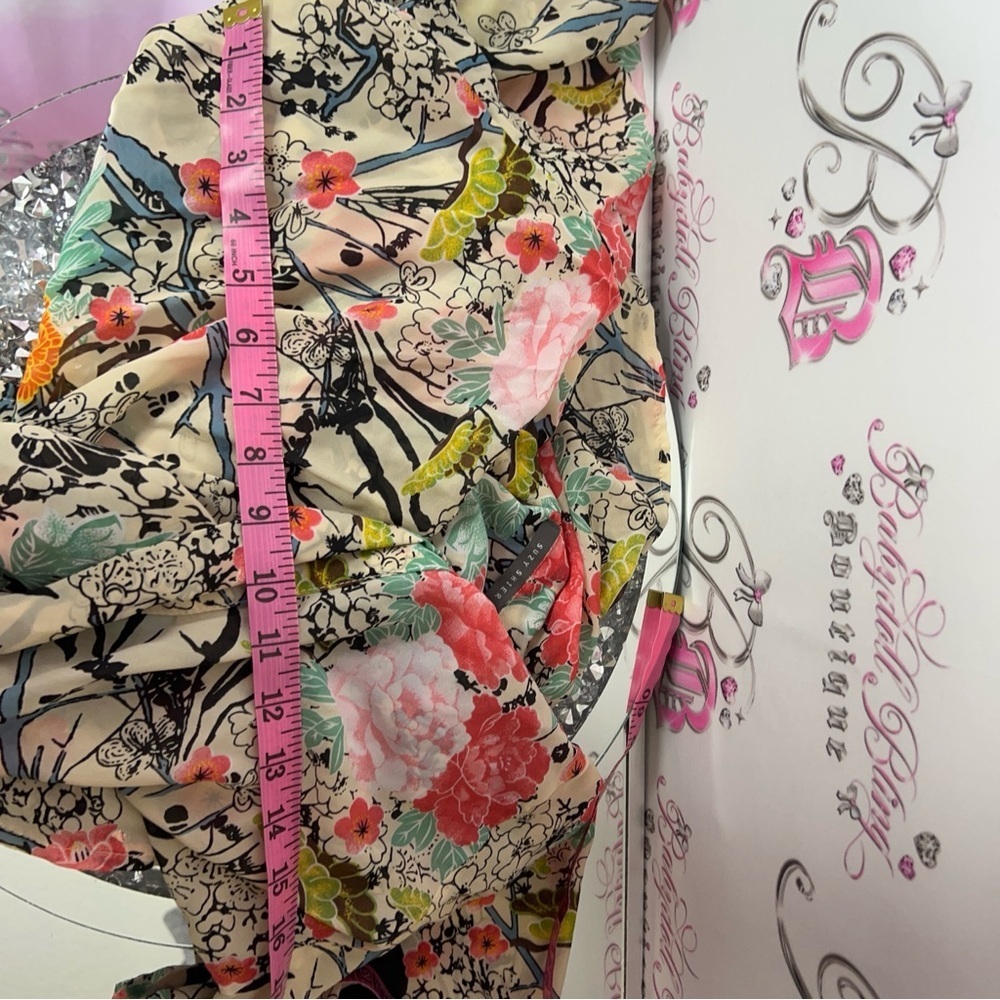 Suzy Shier cardigan open waterfall flowers Multicolor Floral Kimono - Picture 5 of 6